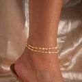 Loyalove 14K Gold Plated Dainty Layered Ankle Bracelets for Women, Waterproof Gold Link Chain Anklets Non Tarnish Set Pack Summer Beach Jewelry Gift Trendy Jewellery Accessories Elegant Fashion Accessories