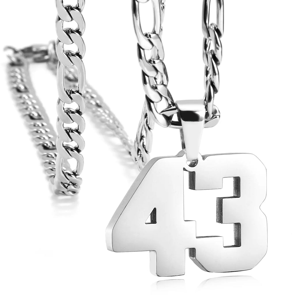 CaptainSteeL Personalized Number Pendant Necklaces for Men - 24in Stainless Steel Chains, Sports Team Inspiration Jewelry Gift, Men's Accessories, Football Drip Accessories, Mens Gifts, Waterproof Wear,sohochic