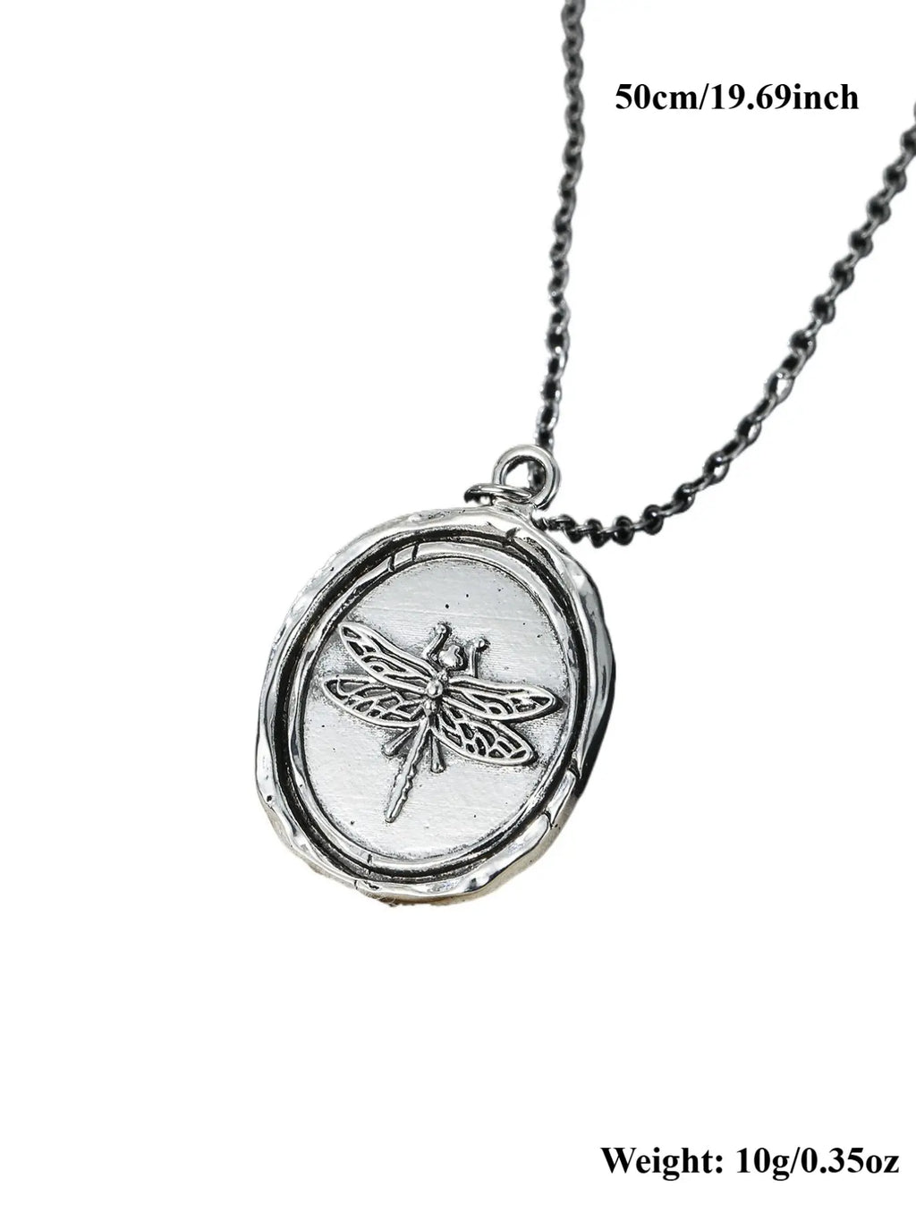 Vintage Punk Distressed Dragonfly Pendant Necklace, Unisex Casual Party Jewelry, Unique Round Design, Perfect for Daily Wear, Costume Necklaces, Chain Necklace, Accessory Necklace, Alloy Pendant Necklace