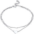 1Pcs Stainless Steel Initial Ankle Bracelets for Women Layered Dainty Heart Anklet Beaded Anklets for Women Waterproof Plus Size Ankle Foot Chain Summer Essentials Jewelry