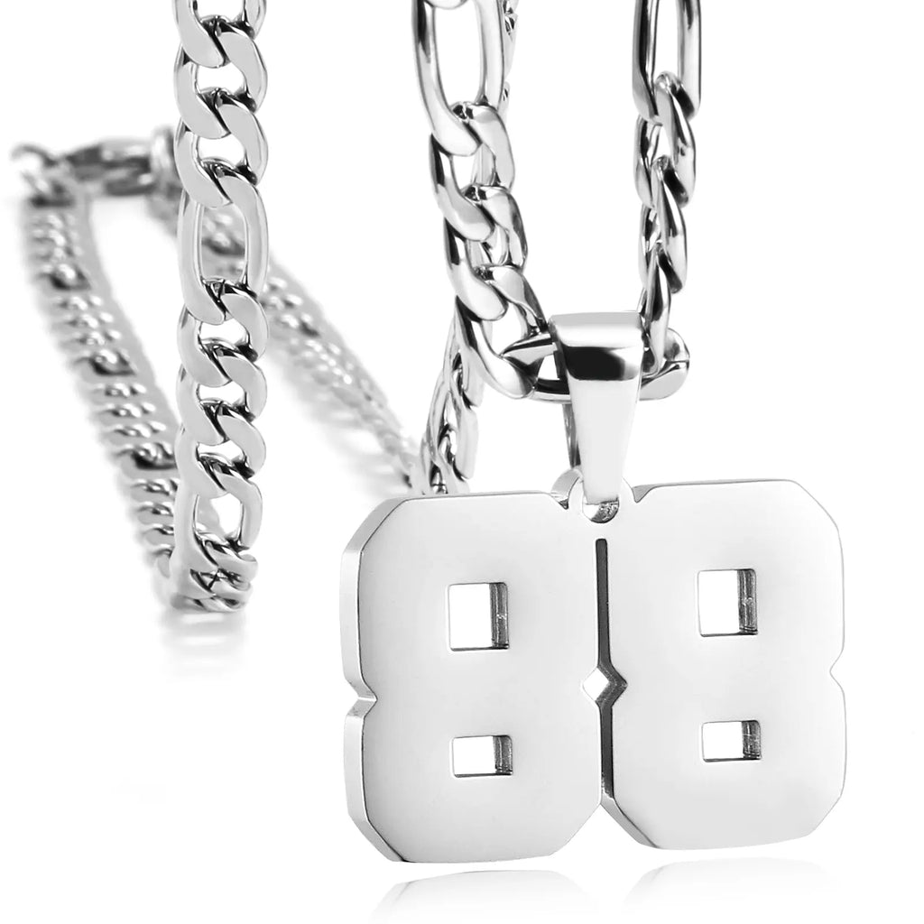 CaptainSteeL Personalized Number Pendant Necklaces for Men - 24in Stainless Steel Chains, Sports Team Inspiration Jewelry Gift, Men's Accessories, Football Drip Accessories, Mens Gifts, Waterproof Wear,sohochic