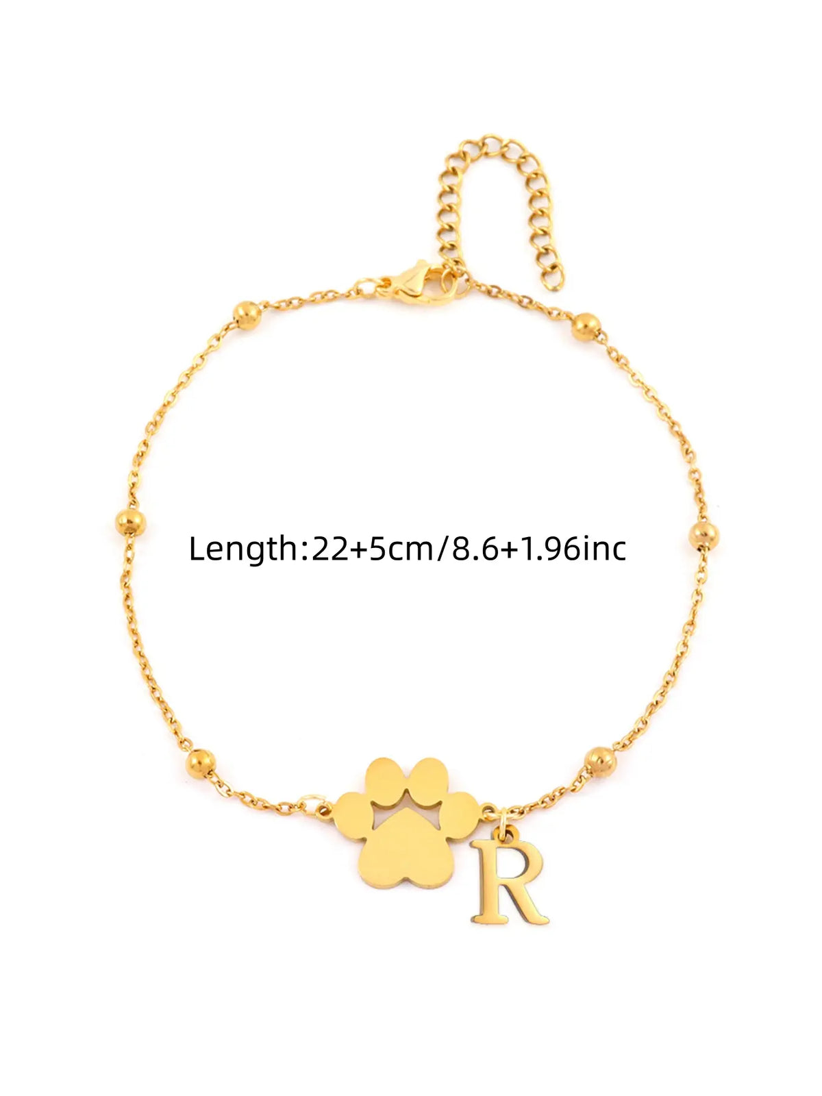 Women's Stainless Steel Anklet, Cute Letter Dog Paw Print Design, All Seasons Fashion Jewelry for Women, Initial Anklet