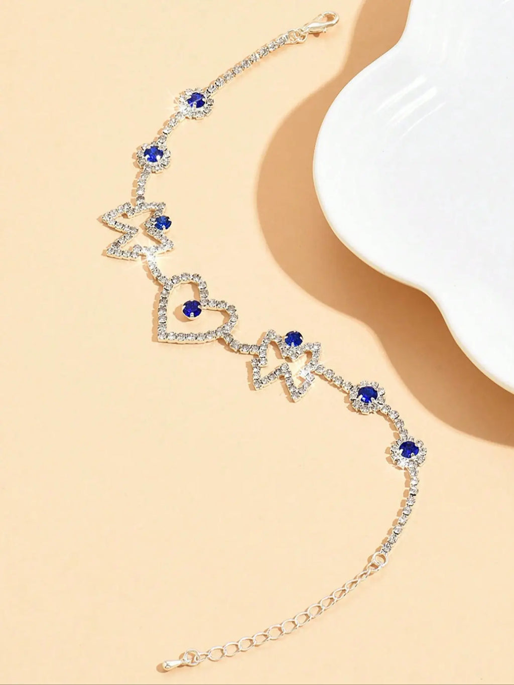 Women's Rhinestone Heart Butterfly Anklet Jewelry, Adjustable Anklet, Casual Summer Beach Vacation Daily Wear Accessory, Unique Design Foot Chain for Women, Trendy Jewelry, Fashionable Jewelry Accessories