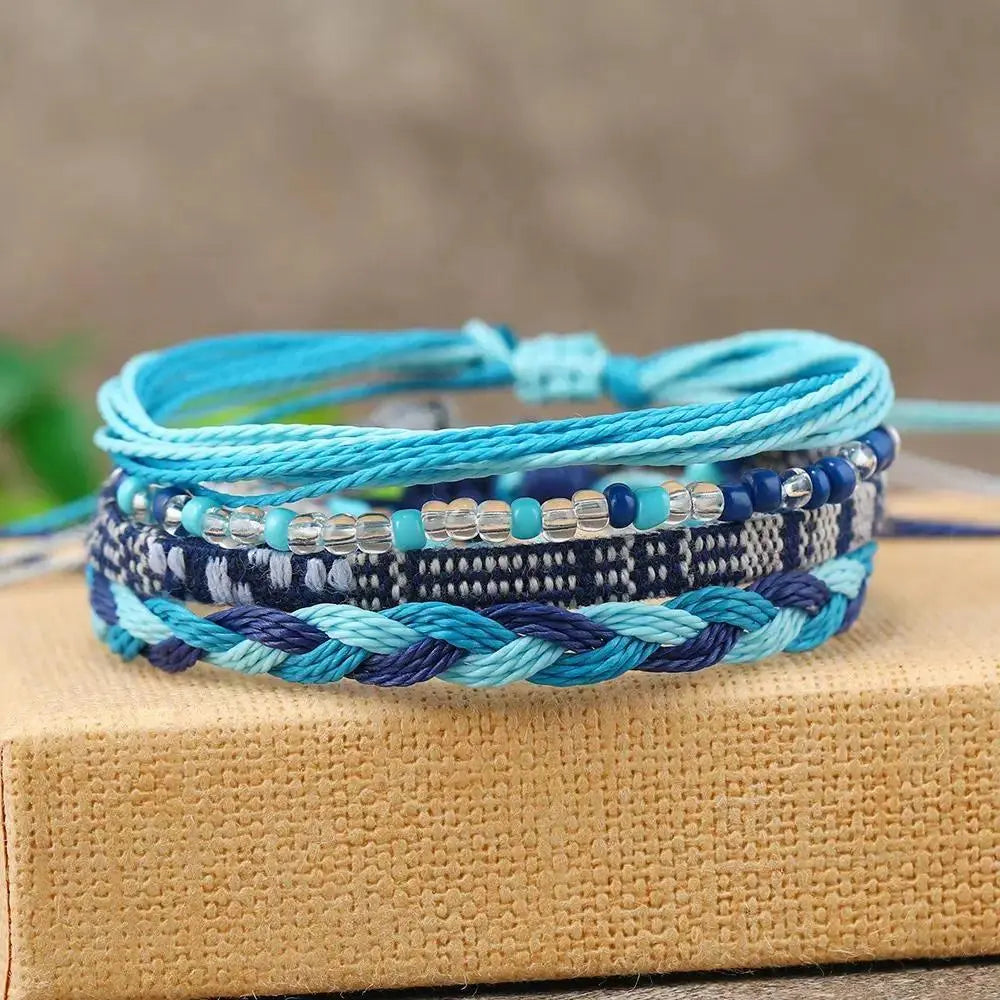 2026 Adjustable Boho Surfer Anklet Set, Unisex Waterproof Braided Rope Accessories (4-24 PCS), Anklets for Women with Boho Beach Style & Surfer Vibe, Waterproof Wear for Outdoor Sports