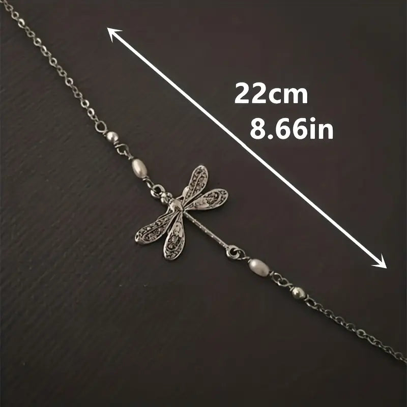 Elegant Bohemian Dragonfly Anklet - Vintage-Inspired Alloy Foot Chain with Delicate Bead Accents, Perfect for Daily Wear & Parties body jewelry