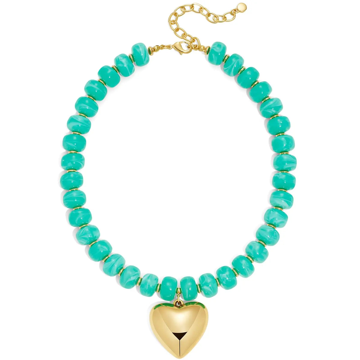 Women's Chunky Heart Choker Necklace - Colorful Resin Beaded, Gold Puffy Heart Statement, Acrylic Jewelry for Female, Accessories for Women, Colorful Sparkling Beaded Jewelry Necklaces