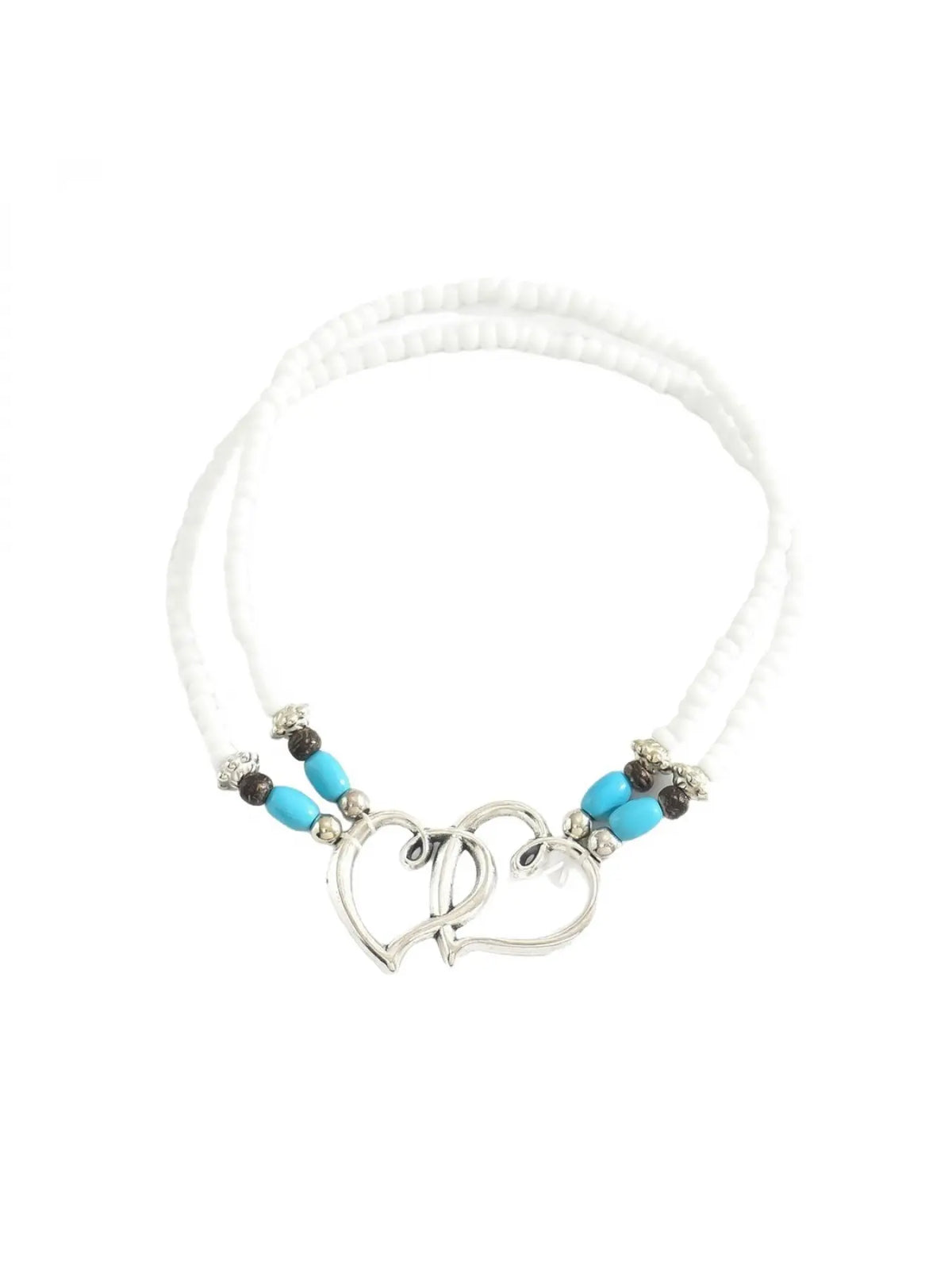 Boho Style Turquoise Seed Bead Heart Anklet Multi-Layer Coconut Shell Foot Chain Valentine's Day Heart-Shaped Anklet Jewelry
