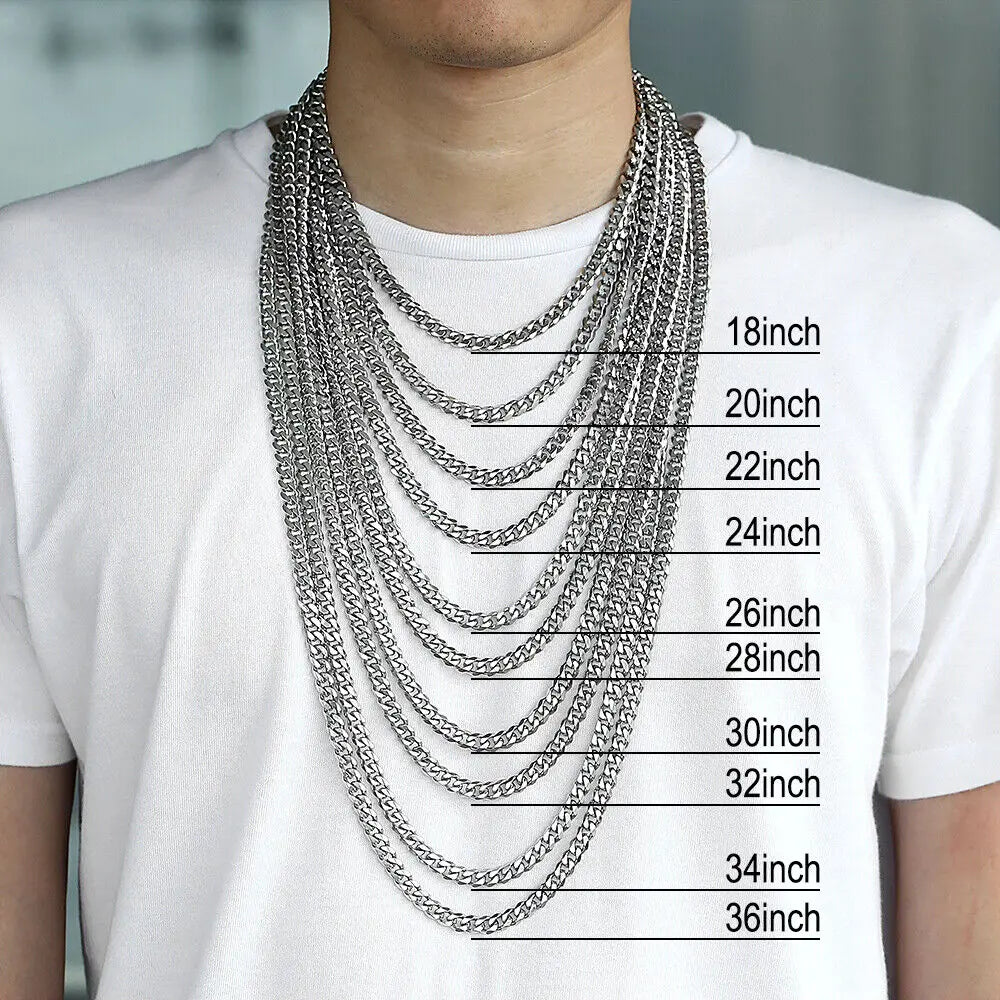 3/5/7/9/11mm Hermah Men's Curb Chain Necklace Choker Silver/Gold Color Stainless Steel Cuban Link Jewelry for Male Female Valentine Gift