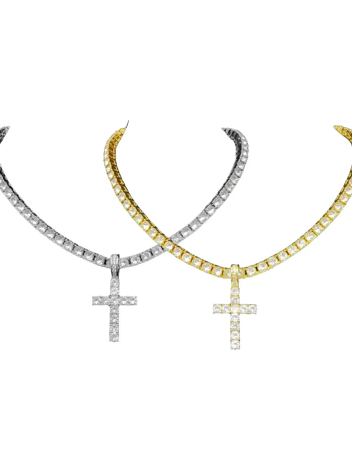 Unisex Easter Rhinestone Cross Pendant Necklace, Hip Hop Necklace, Fashion Elegant All-match Stainless Steel Jewelry Accessories