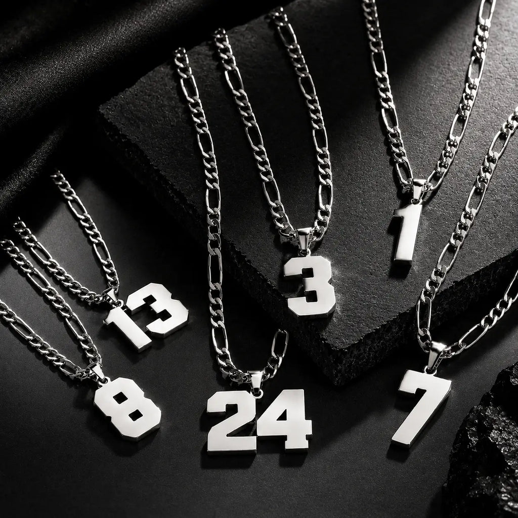 CaptainSteeL Personalized Number Pendant Necklaces for Men - 24in Stainless Steel Chains, Sports Team Inspiration Jewelry Gift, Men's Accessories, Football Drip Accessories, Mens Gifts, Waterproof Wear,sohochic