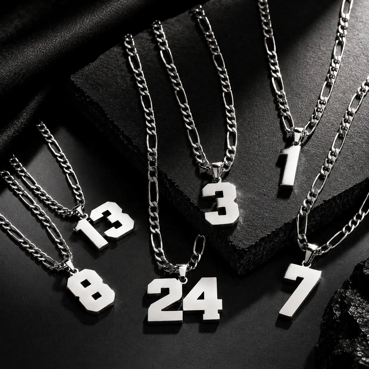 CaptainSteeL Personalized Number Pendant Necklaces for Men - 24in Stainless Steel Chains, Sports Team Inspiration Jewelry Gift, Men's Accessories, Football Drip Accessories, Mens Gifts, Waterproof Wear,sohochic