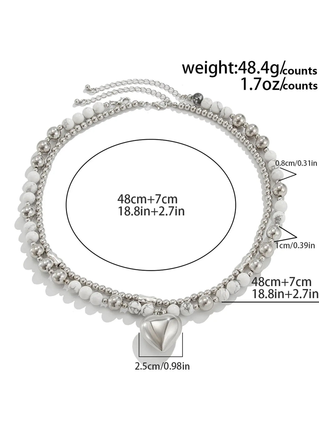 Mother's Day Gift Fashion Faux Pearl & Heart Decor Beaded Necklace, Casual style necklaces, Casual Jewelry for Party, Daily Clothing Decor, Trendy All-match & Exquisite Jewelry for Birthday Gift, Heart Shaped Necklace, Fashion Accessory Necklace