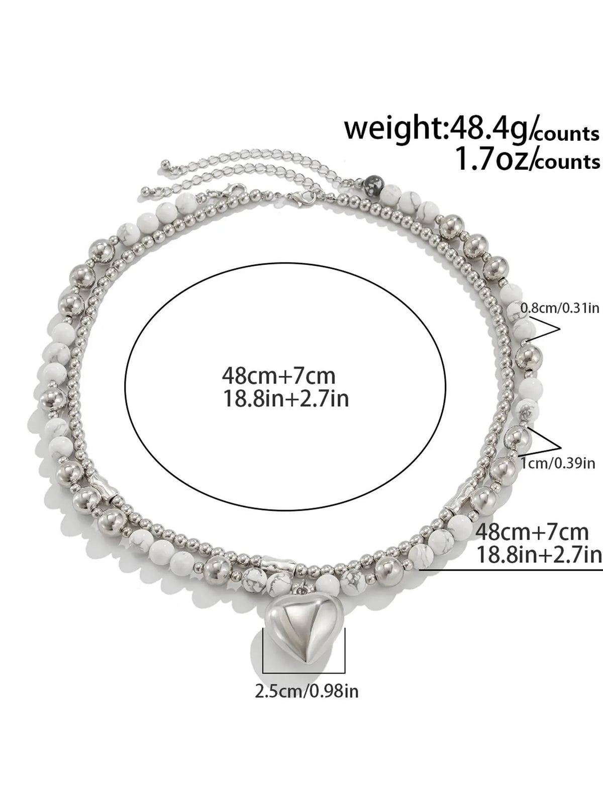 Mother's Day Gift Fashion Faux Pearl & Heart Decor Beaded Necklace, Casual style necklaces, Casual Jewelry for Party, Daily Clothing Decor, Trendy All-match & Exquisite Jewelry for Birthday Gift, Heart Shaped Necklace, Fashion Accessory Necklace
