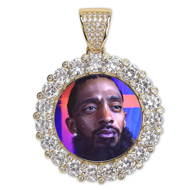 Personalized photo necklace for men and women, fashionable hip-hop angel wing pendant necklace, gift necklace for couples and mothers