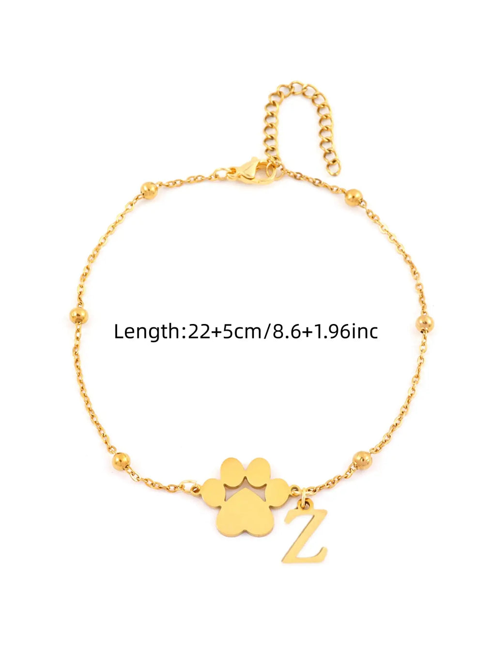 Women's Stainless Steel Anklet, Cute Letter Dog Paw Print Design, All Seasons Fashion Jewelry for Women, Initial Anklet