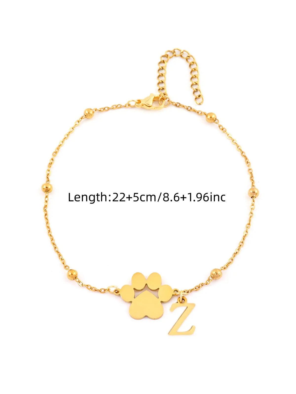 Women's Stainless Steel Anklet, Cute Letter Dog Paw Print Design, All Seasons Fashion Jewelry for Women, Initial Anklet