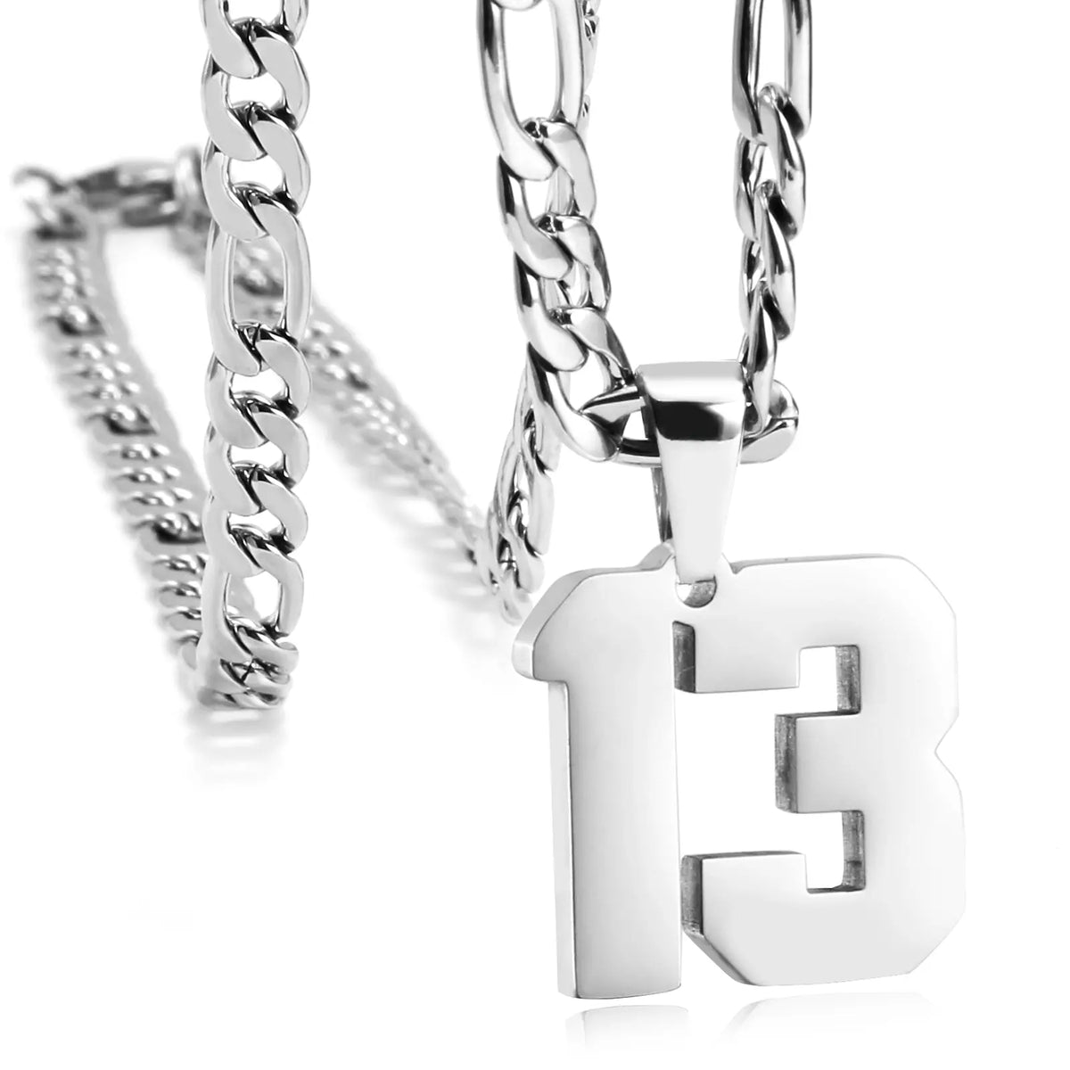 CaptainSteeL Personalized Number Pendant Necklaces for Men - 24in Stainless Steel Chains, Sports Team Inspiration Jewelry Gift, Men's Accessories, Football Drip Accessories, Mens Gifts, Waterproof Wear,sohochic