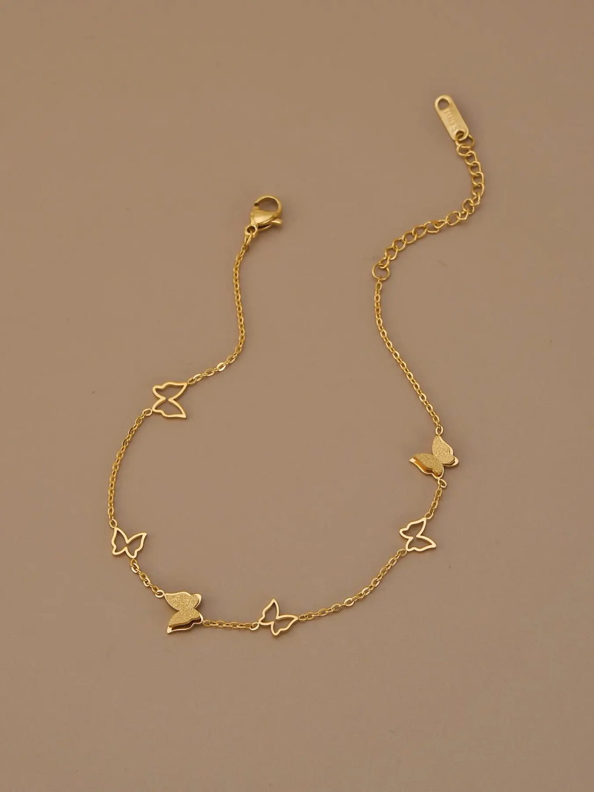 Elegant Hollow Design Butterfly Stainless Steel Anklet for Women, Summer Jewelry, Jewellery, Perfect Gift for Beach Parties & Summer Vacations, Casual Style Ankle Chain