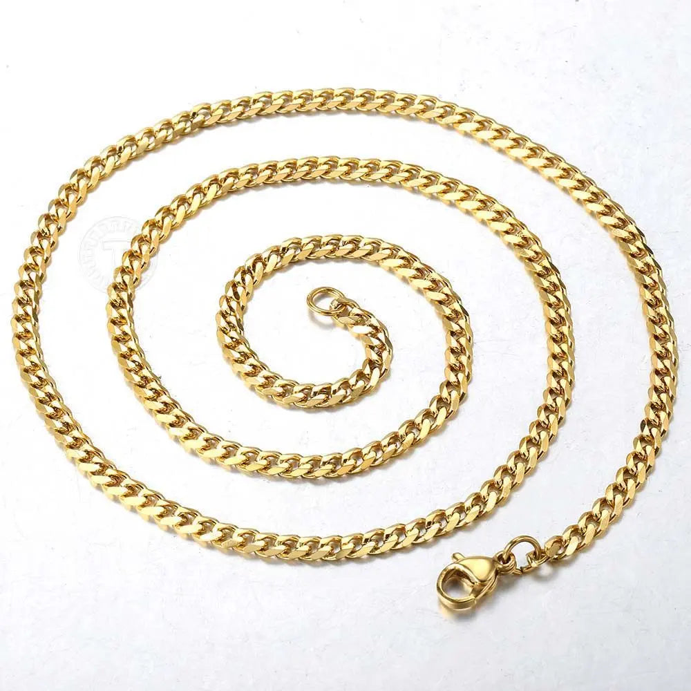 3/5/7/9/11mm Hermah Men's Curb Chain Necklace Choker Silver/Gold Color Stainless Steel Cuban Link Jewelry for Male Female Valentine Gift