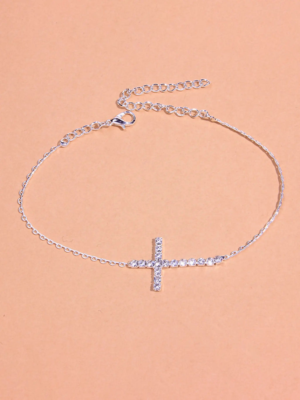Trendy Cross Anklet Foot Chain, Simple Fashion Creative Single Layer Rhinestone Sparkling Design, Best Selling Accessory for Women, Trendy Jewelry, Fashionable Jewelry Accessories