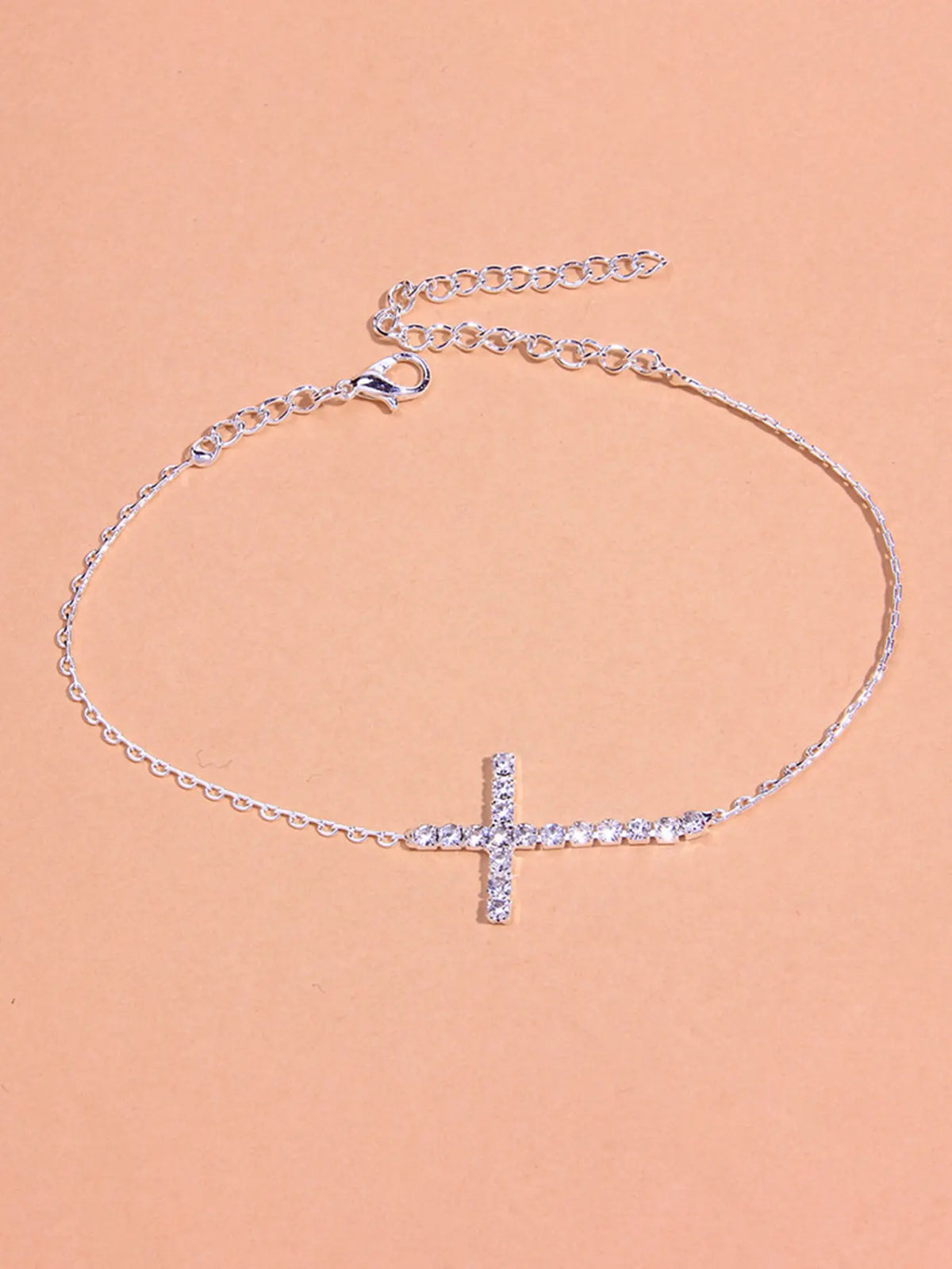 Trendy Cross Anklet Foot Chain, Simple Fashion Creative Single Layer Rhinestone Sparkling Design, Best Selling Accessory for Women, Trendy Jewelry, Fashionable Jewelry Accessories