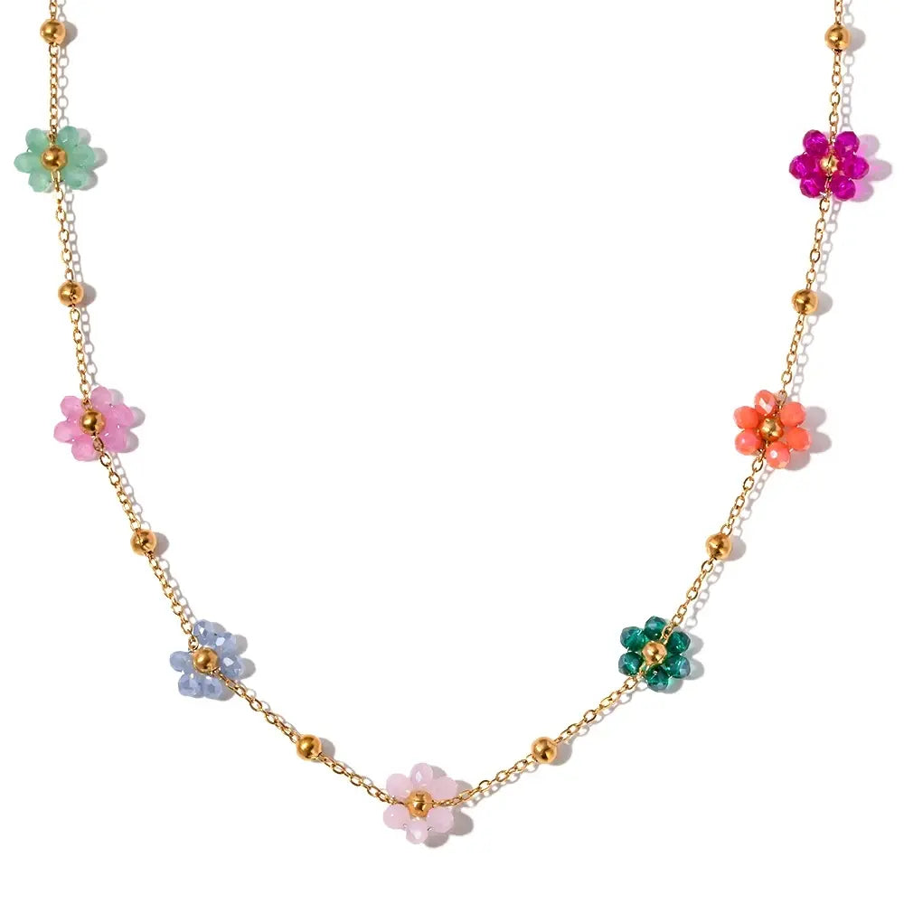 Women's Dainty Pearl Choker Necklaces Set - Gold-Plated Stainless Steel, Gold Flower Pendant, Daily Wear Necklace, Daisy Costume & Birthday Gift,sohochic