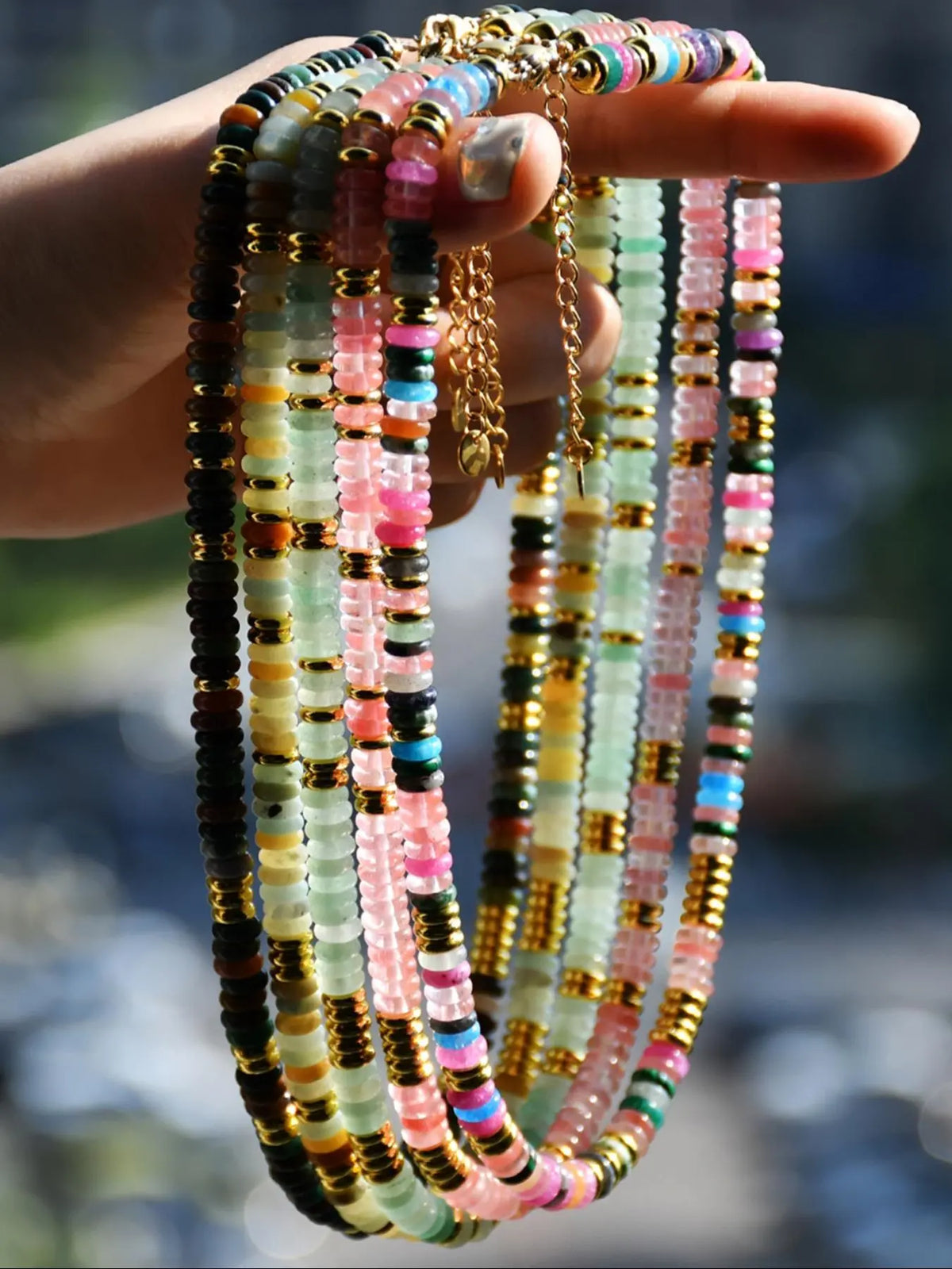 Natural Stone Beaded Necklace, Boho Style Jewelry for Women, Fashion Accessory for Party & Daily Wear, Jewelry for Birthday Gift, Modern Versatile Accessories, Decorative Necklace