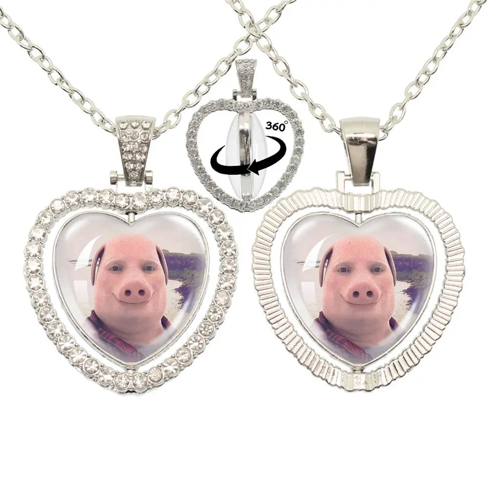 Whimsical John Pork Calling Phone Graphic Pig Necklace - Costume Jewelry for Women, Quirky Gift Accessories for Women, Moon Design POP Style Necklaces