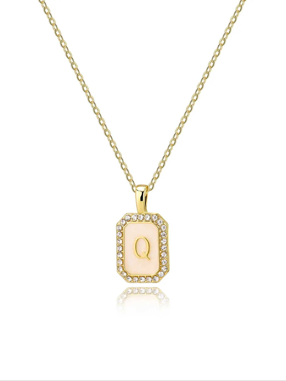 Personalized A-Z Letter Pendant Necklace for Women, Square Rhinestone Inlay, Vintage Glamorous Fashion Jewelry Gift for Her, Elegant Rhinestone Necklace, Initial Letter Necklace, Custom Initial Necklace, Alphabet Necklace