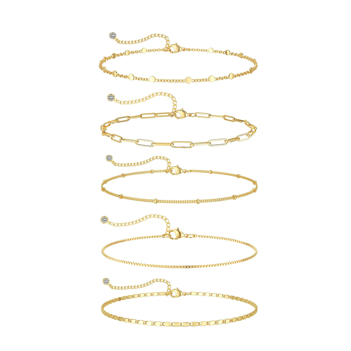 Loyalove 14K Gold Plated Ankle for Women Waterproof Dainty Cuban Link Chain Herringbone Cute Anklets Set Pack Summer Beach Jewelry Gift for Women Gift For Mother's Day