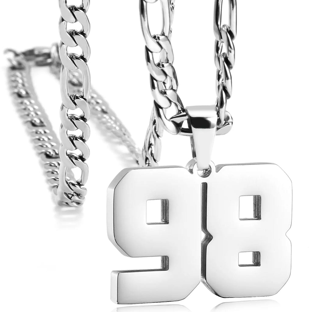 CaptainSteeL Personalized Number Pendant Necklaces for Men - 24in Stainless Steel Chains, Sports Team Inspiration Jewelry Gift, Men's Accessories, Football Drip Accessories, Mens Gifts, Waterproof Wear,sohochic