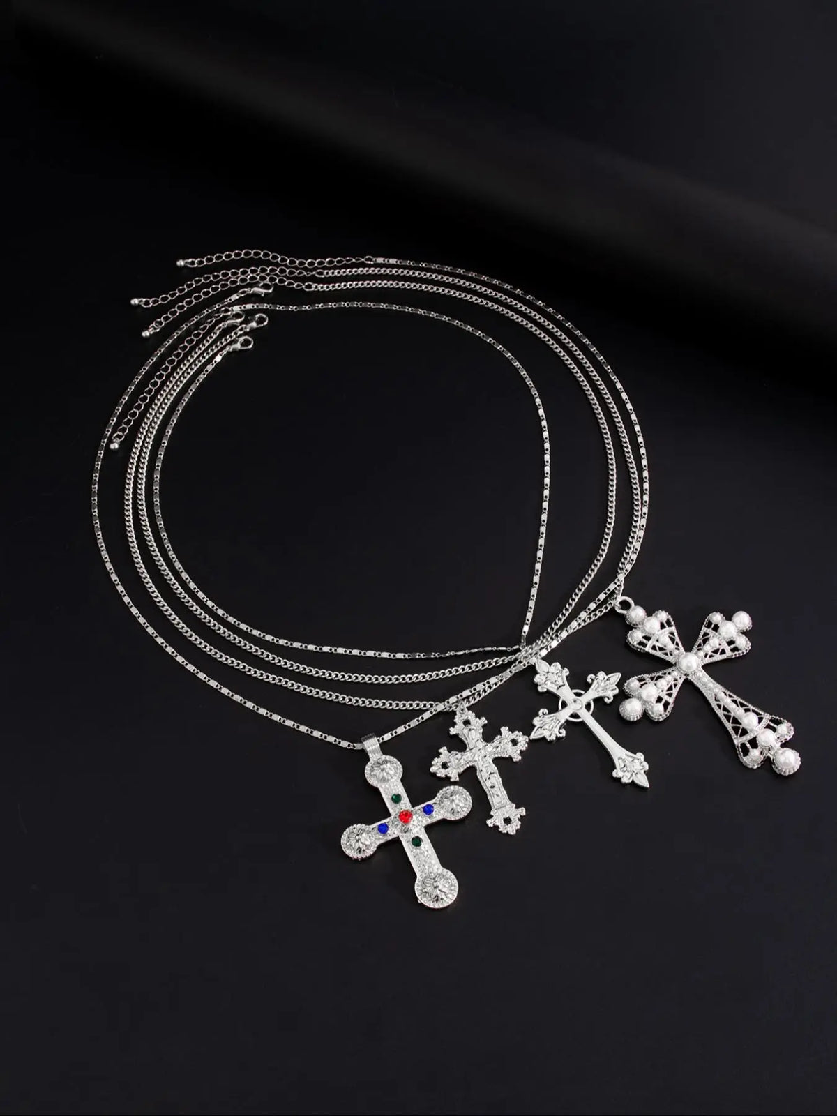 Vintage Punk Cross Pendant Necklace, Cross Chain Design, Fashion Jewelry for Party, Daily Clothing Decor, Trendy All-match & Exquisite Jewelry for Birthday Gift, Punk Style Necklace