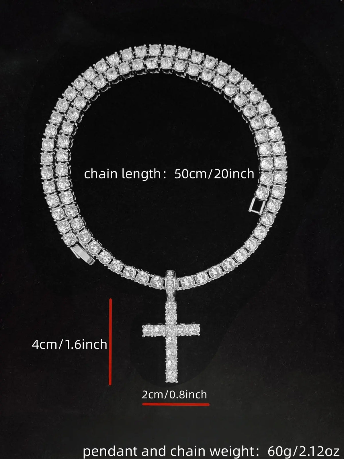 Unisex Easter Rhinestone Cross Pendant Necklace, Hip Hop Necklace, Fashion Elegant All-match Stainless Steel Jewelry Accessories