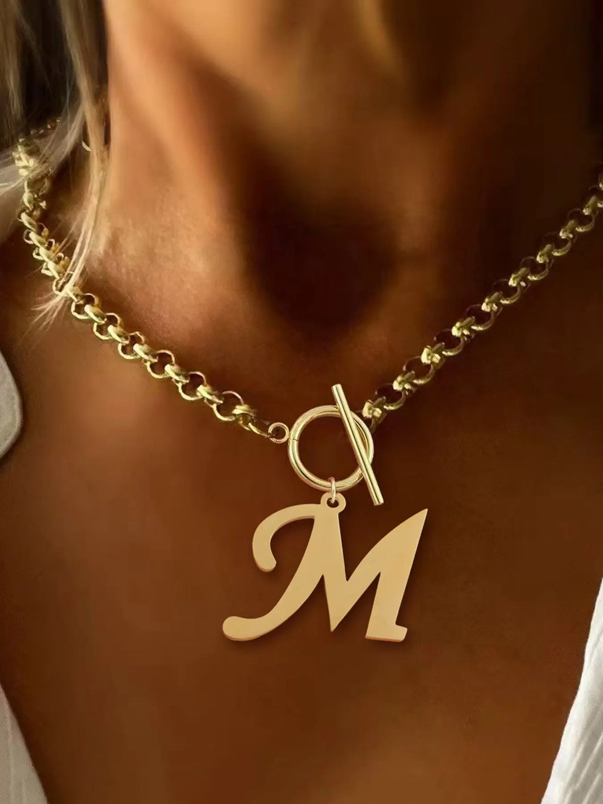 New Classic Simple Fashion Women's Initial Necklace, All Seasons Jewelry, Letter Pattern Design