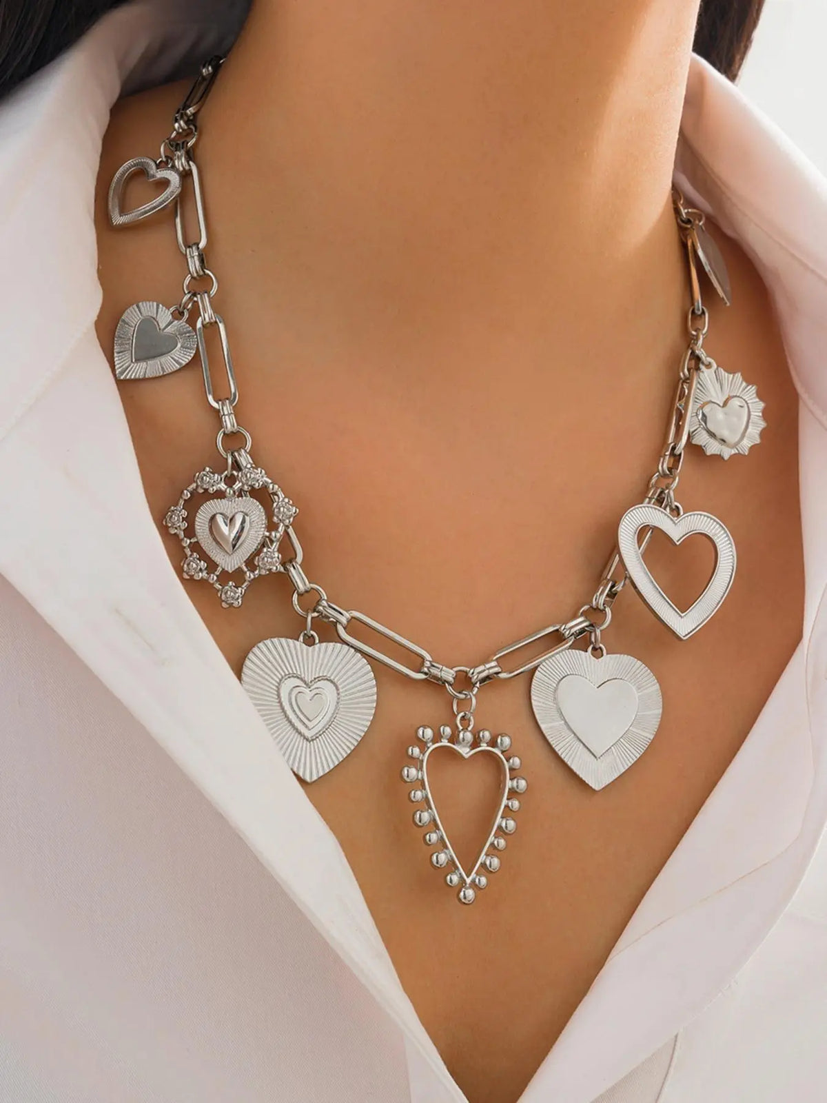 Party Style Heart Design Pendant Necklace, Chain Heart Pendant, Fashion Jewelry for Party, Daily Clothing Decor, Trendy All-match & Exquisite Jewelry for Birthday Gift