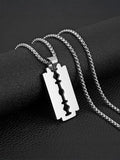 Hiphop Razor Pendant Necklace, Fashion Necklace, Cool Hiphop Style Streetwear Statement Jewelry Gift, Unique Trendy Sweater Chain, Cuban Link Design Chain, Stainless Steel Necklaces, Casual All Seasons