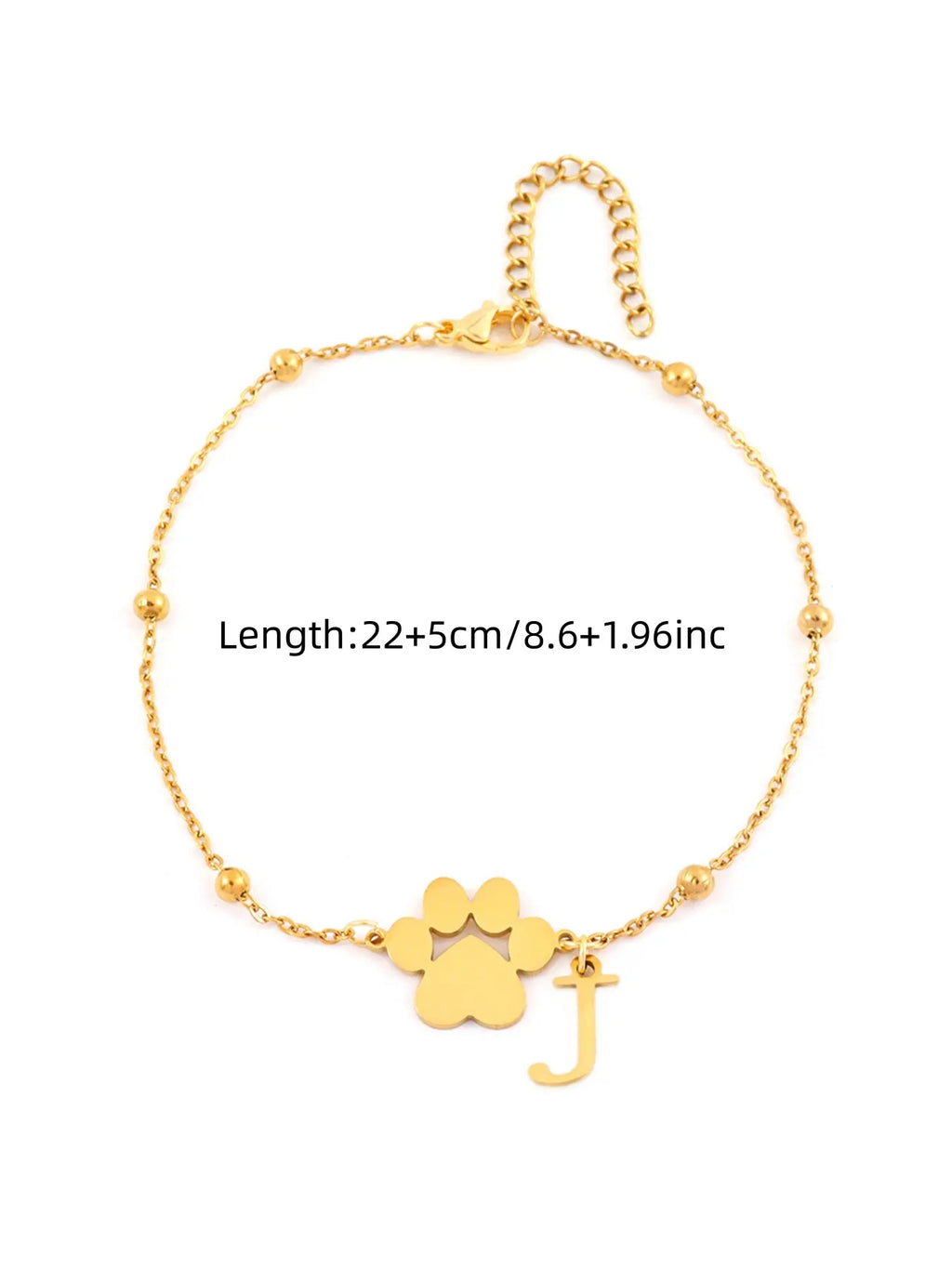 Women's Stainless Steel Anklet, Cute Letter Dog Paw Print Design, All Seasons Fashion Jewelry for Women, Initial Anklet