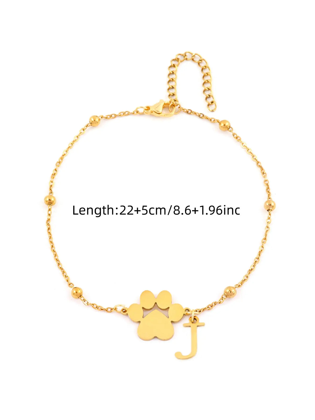 Women's Stainless Steel Anklet, Cute Letter Dog Paw Print Design, All Seasons Fashion Jewelry for Women, Initial Anklet