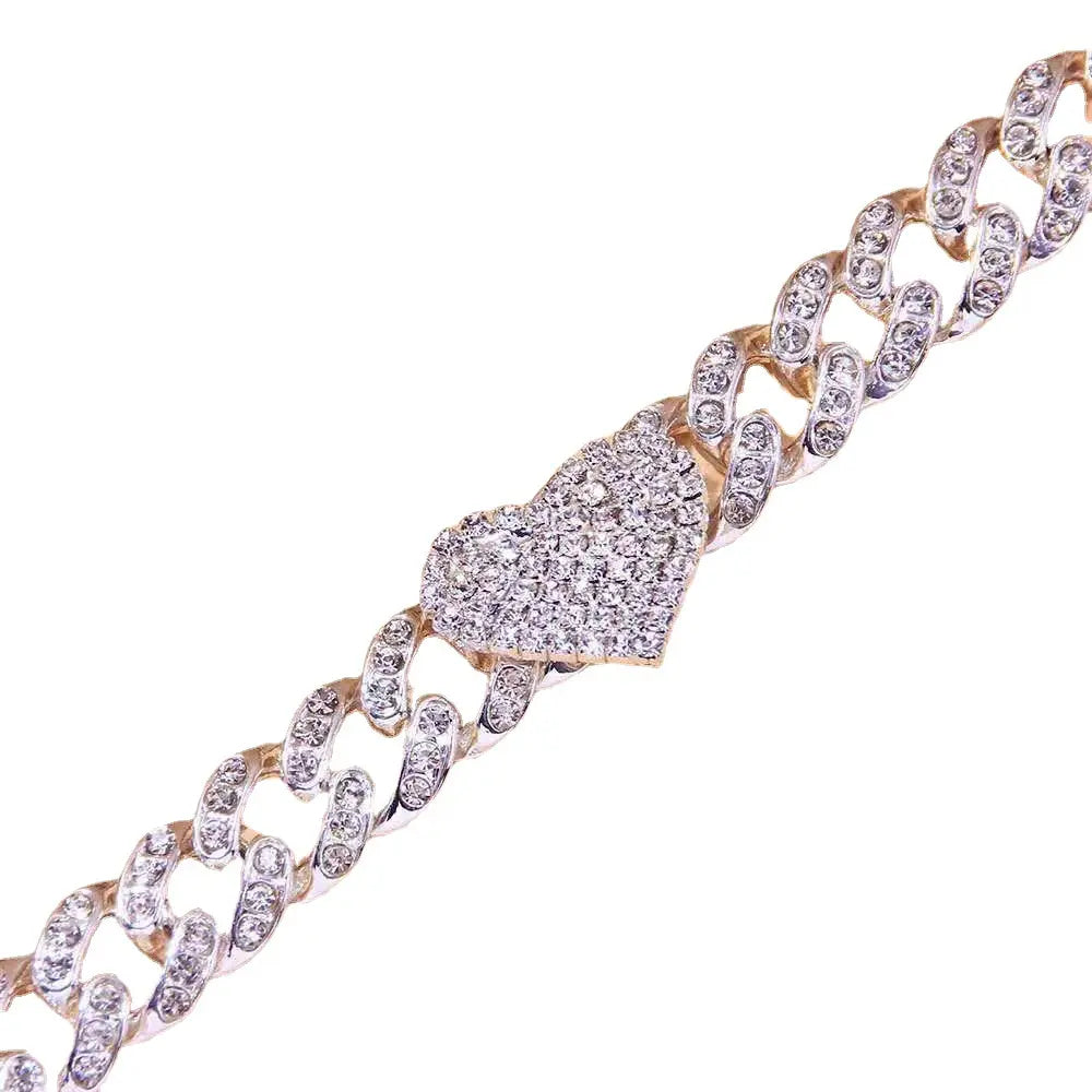 Heart Cuban Link Anklet for Women | CZ Heart Anklet | Adjustable Chain Anklet | Summer Beach Jewelry