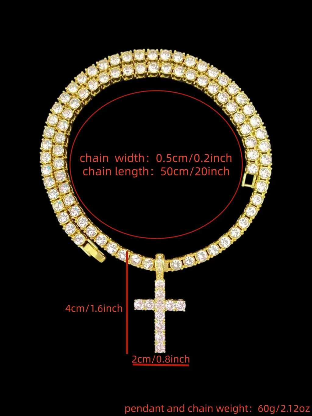 Unisex Easter Rhinestone Cross Pendant Necklace, Hip Hop Necklace, Fashion Elegant All-match Stainless Steel Jewelry Accessories