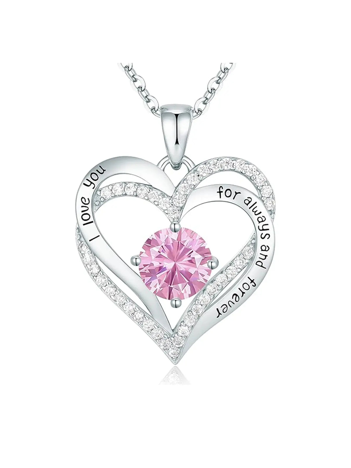 Mother's Day Gift Rose Flower Gift Box Set with Birthstone Heart Necklace, Love Heart Necklace, Perfect for Mom Daughter Girlfriend Wife Birthday Christmas Valentine's Day Exquisite Chain Jewelry, Stainless Steel Necklaces, Modern Versatile Accessories