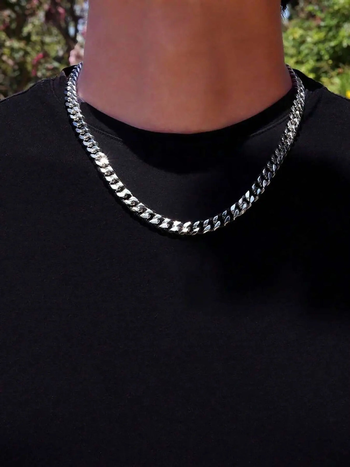 Men's Minimalist Chain Necklace, Cuban Link Design Necklace, Fashionable Stainless Steel Chain Necklace, Cool Gift for Him