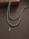 Fashionable Turquoise Lightning Alloy Pendant, Ccb Beaded Layered Stacking Necklace Set for Men and Women, Casual Accessory for Commute and Vacation, Costume Jewelry Necklace