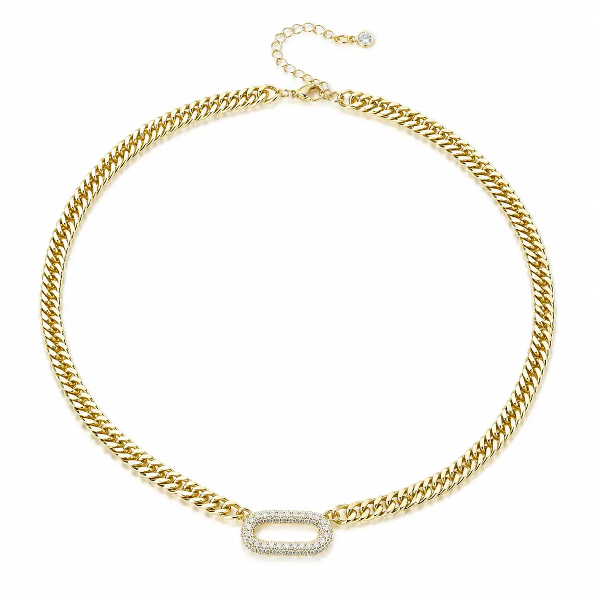 Tewiky Cuban Link Chain Necklace with Zircon Clasp for Men Women Trendy 16 Inch Zirconia Cross Pendant Jewelry Gift Back To School