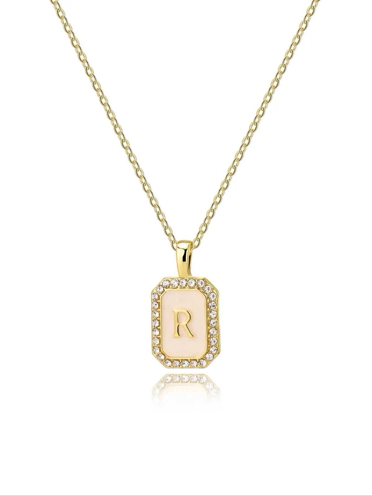 Personalized A-Z Letter Pendant Necklace for Women, Square Rhinestone Inlay, Vintage Glamorous Fashion Jewelry Gift for Her, Elegant Rhinestone Necklace, Initial Letter Necklace, Custom Initial Necklace, Alphabet Necklace