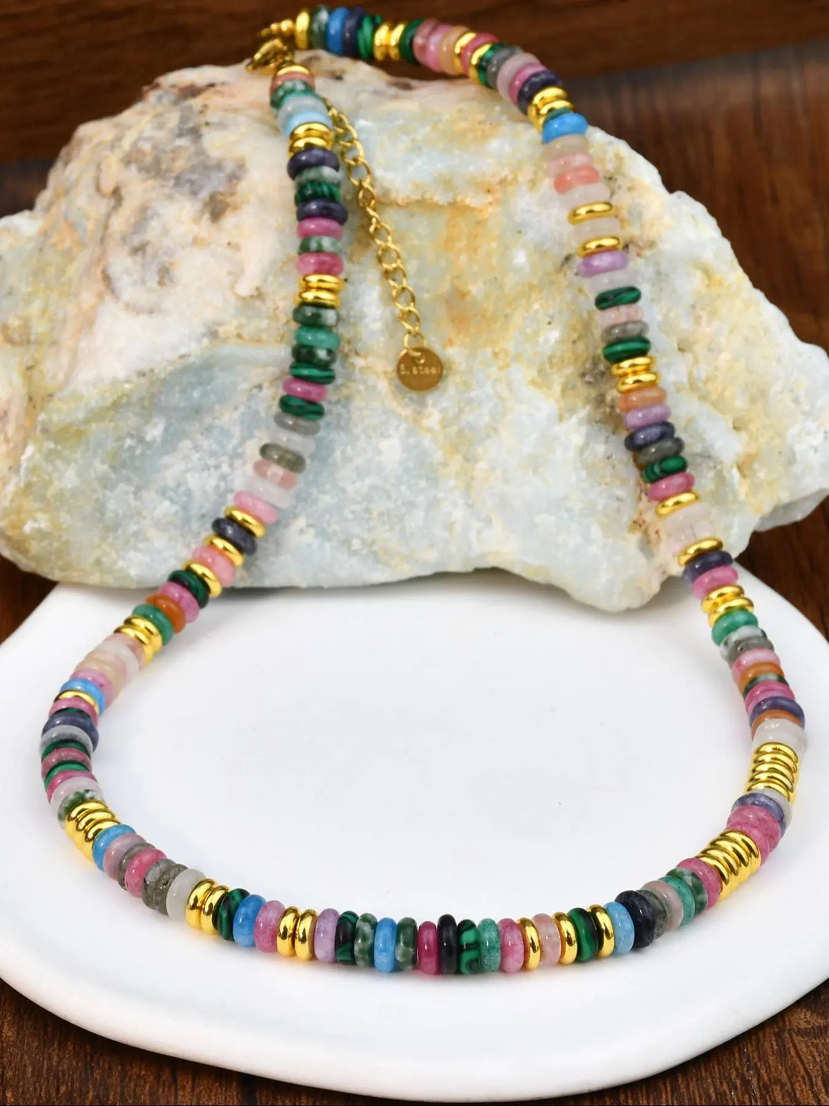 Natural Stone Beaded Necklace, Boho Style Jewelry for Women, Fashion Accessory for Party & Daily Wear, Jewelry for Birthday Gift, Modern Versatile Accessories, Decorative Necklace