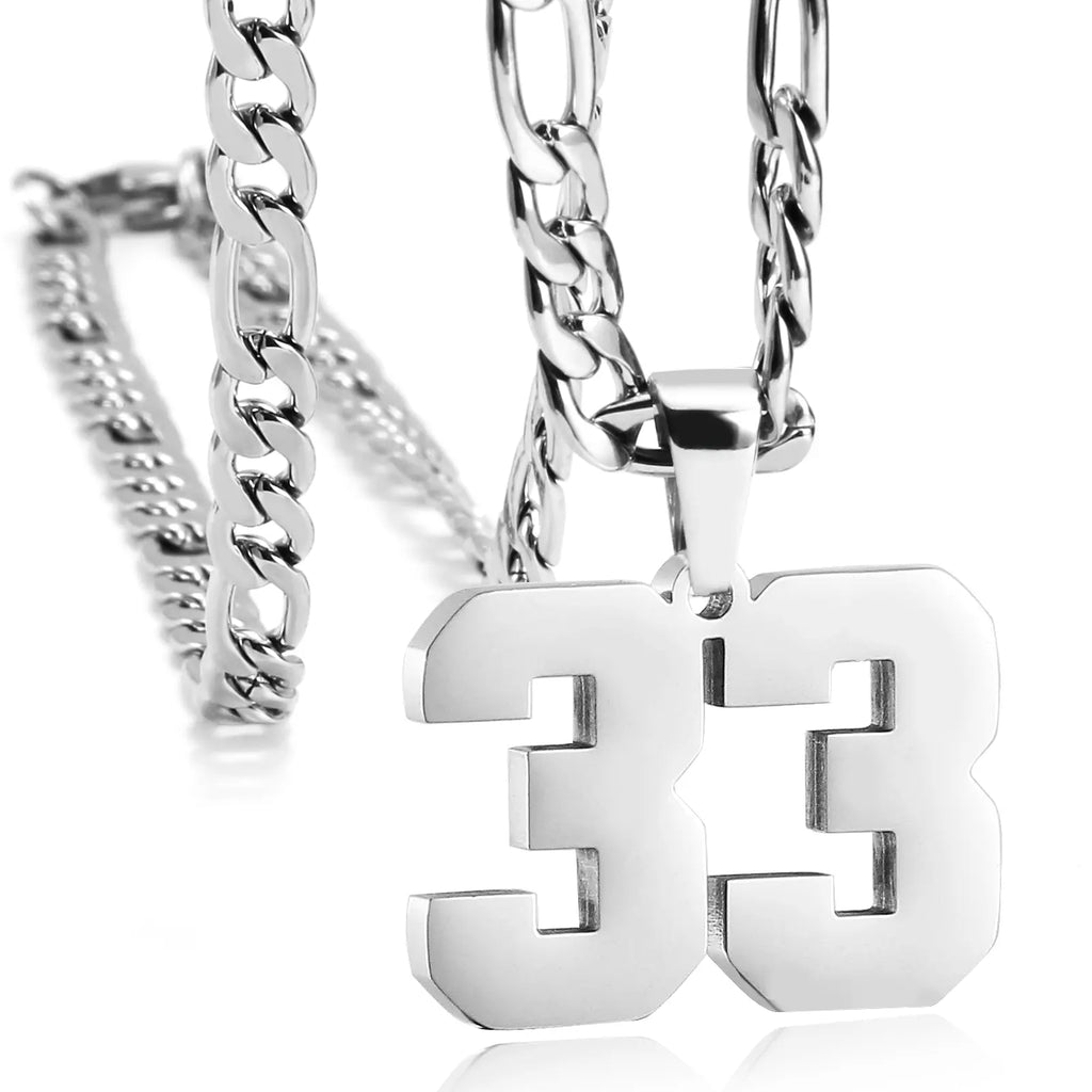 CaptainSteeL Personalized Number Pendant Necklaces for Men - 24in Stainless Steel Chains, Sports Team Inspiration Jewelry Gift, Men's Accessories, Football Drip Accessories, Mens Gifts, Waterproof Wear,sohochic