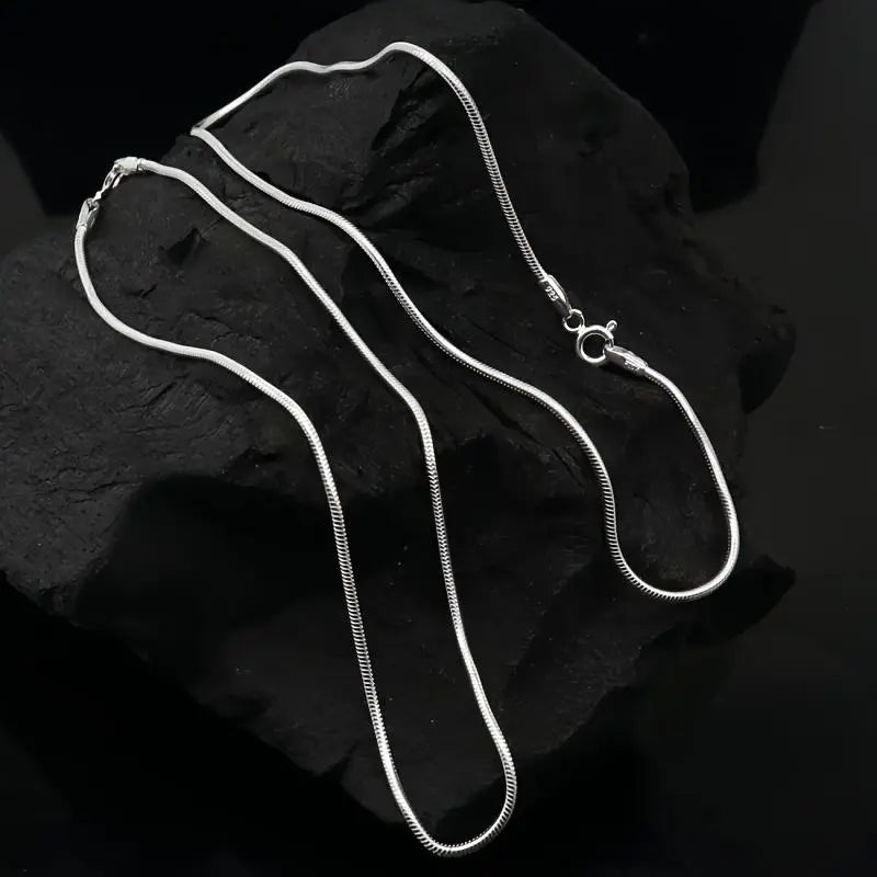 Handmade 1mm Round Beads Snake Bone Chain Necklace - Unisex Costume Jewelry, Elegant Classic Design, Thoughtful Holiday Gift, Chai Accessory, Buy 2 Get 1 Free, Handmade Bone Charm Necklaces