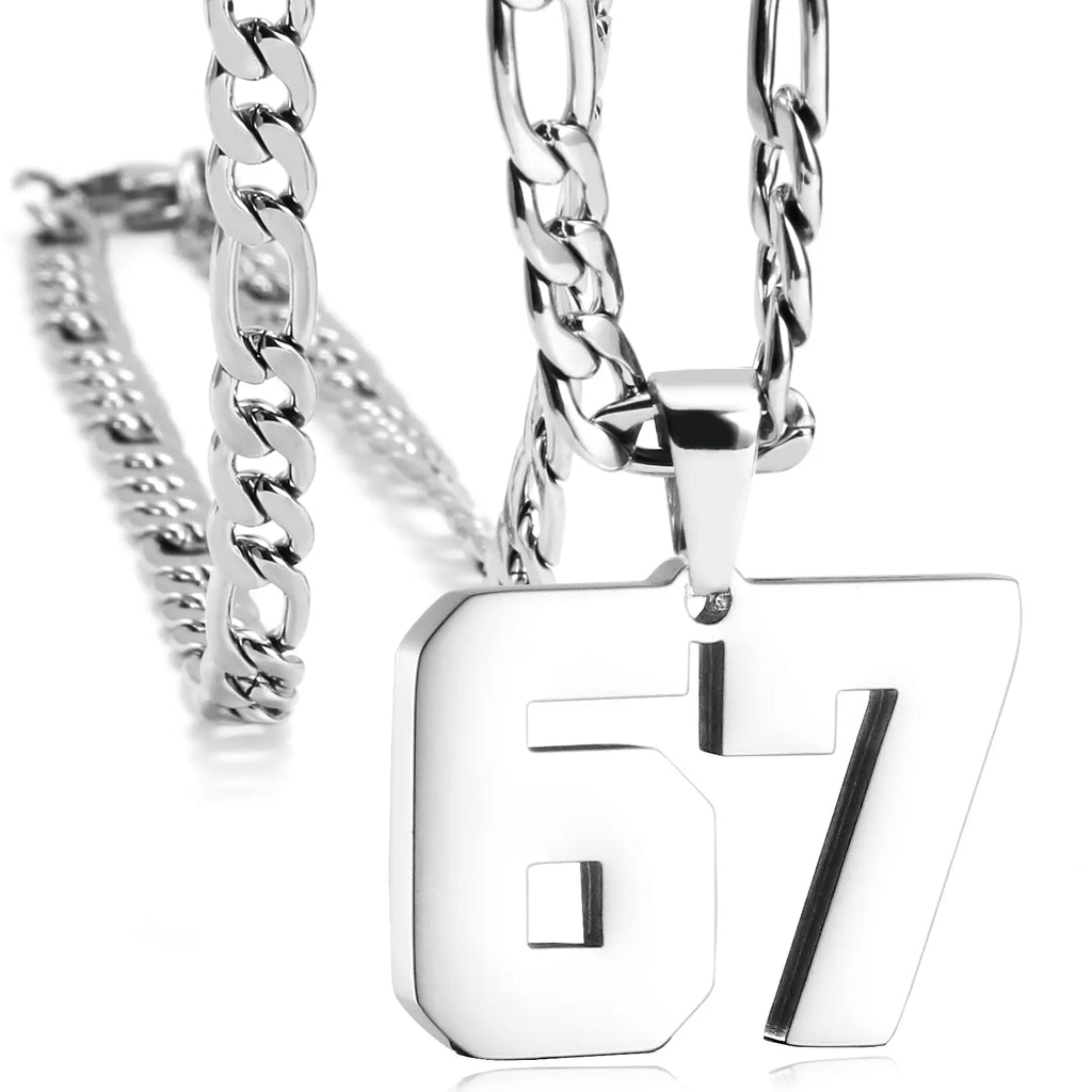 CaptainSteeL Personalized Number Pendant Necklaces for Men - 24in Stainless Steel Chains, Sports Team Inspiration Jewelry Gift, Men's Accessories, Football Drip Accessories, Mens Gifts, Waterproof Wear,sohochic
