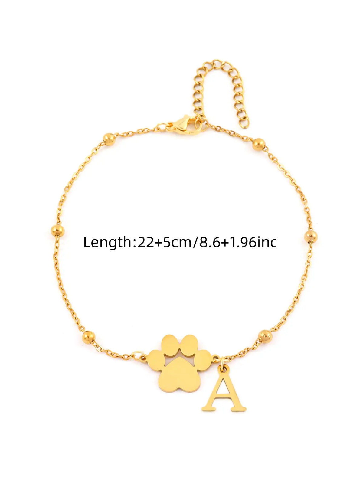 Women's Stainless Steel Anklet, Cute Letter Dog Paw Print Design, All Seasons Fashion Jewelry for Women, Initial Anklet
